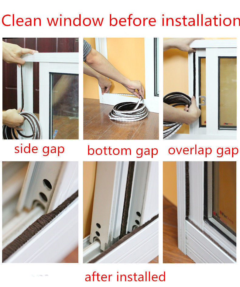 4x self adhesive home window door seal Insulation brush pile Weather Strip 10m Hyderon Does Not Apply - фотография #5