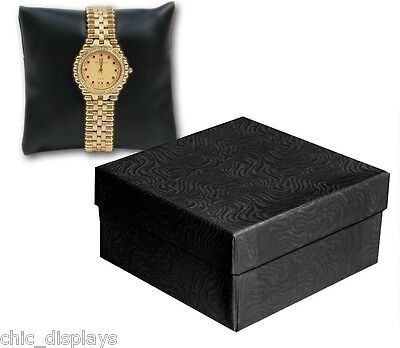 5pc Watch Box w/ Black Display Pillow Black Box Faux Leather Pillows Jewelry Box Unbranded