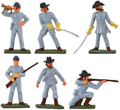 Starlux American Civil War 6 C.S.A. Infantry - Painted 60mm Plastic Toy Soldiers Starlux
