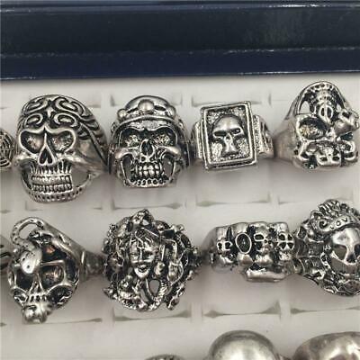 Wholesale 25pcs Lots Gothic Punk Skull Antique Silver Rings Mixed Style Jewelry Unbranded - фотография #8