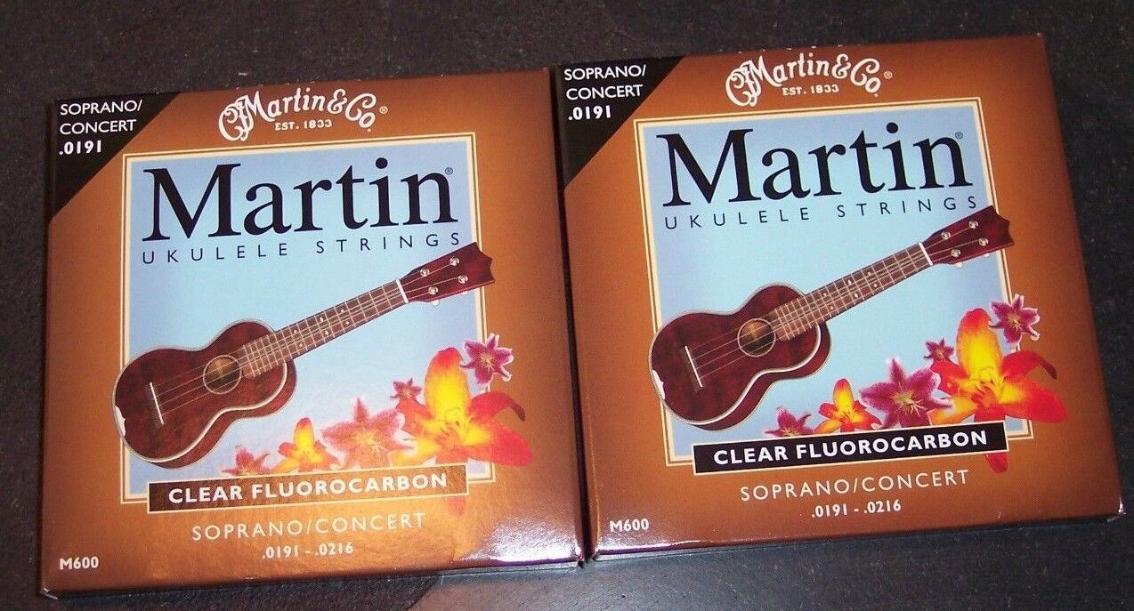 Brand New Martin 2 Packs M600 Ukulele Strings Soprano Concert .0191 Fluorocarbon Martin M600