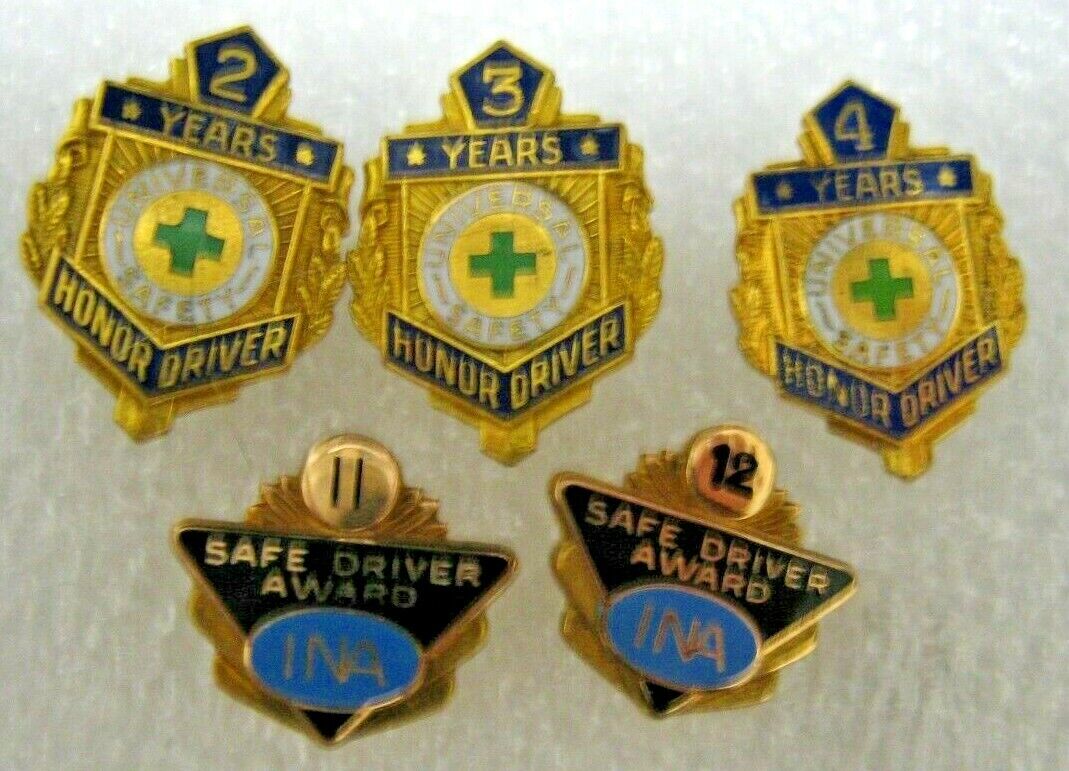 HONOR DRIVER AWARD  5 pieces assorted Years  SAFETY Pins   Без бренда