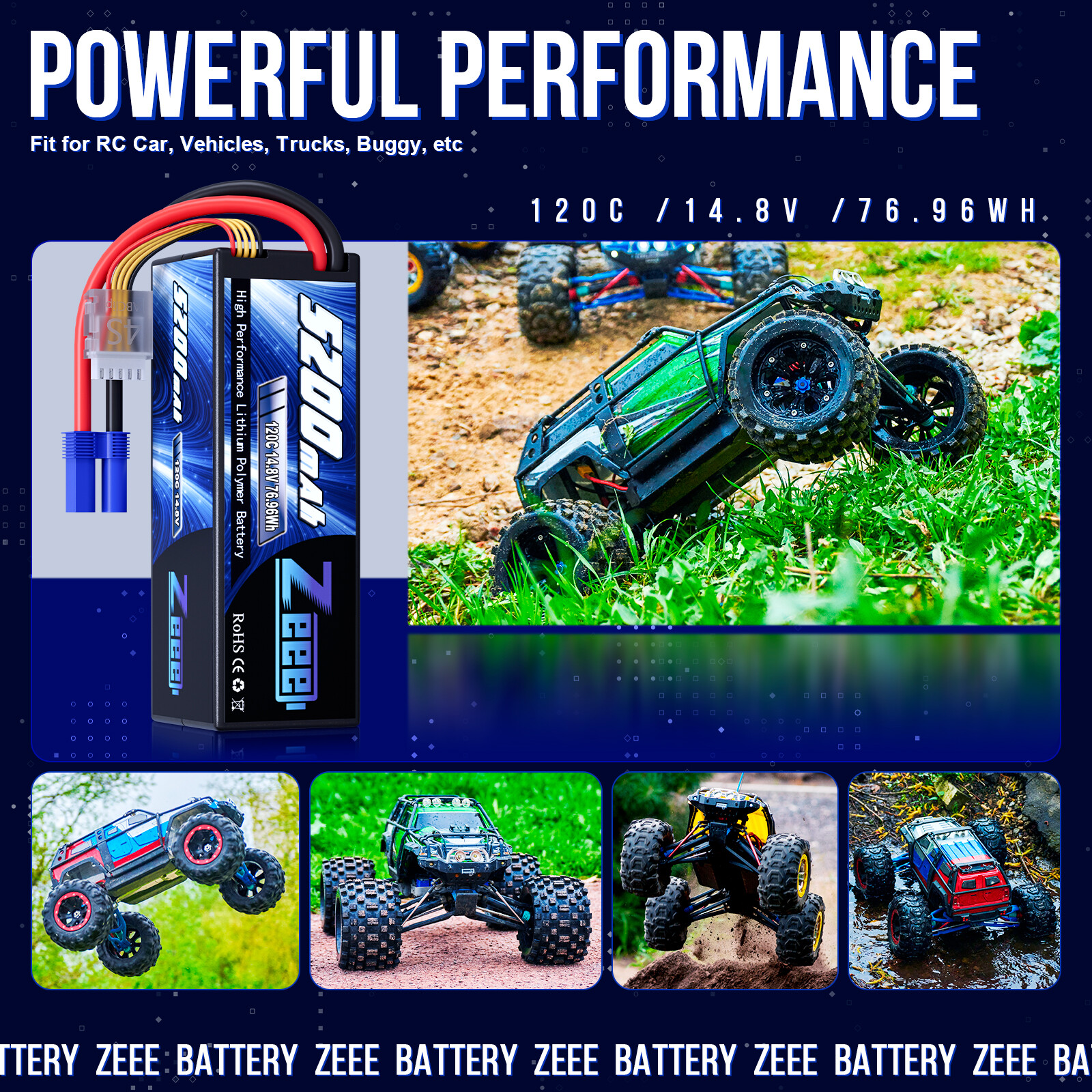 2x Zeee 4S LiPo Battery 5200mAh 14.8V 120C EC5 for RC Car Truck Crawler Monster ZEEE Does Not Apply - фотография #5