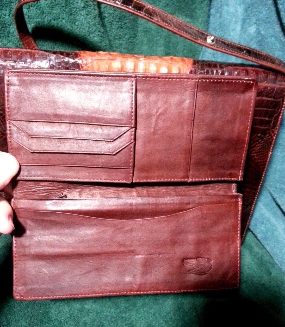 Vintage Genuine Crocodile Convertible Handbag & Wallet Unbranded - фотография #9