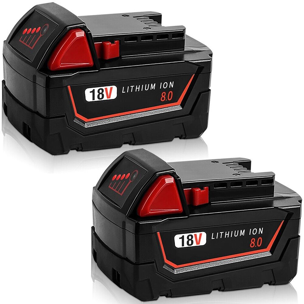 2Pack For Milwaukee M18 Lithium XC 8.0 AH Extended Capacity Battery 48-11-1880 For Milwaukee Does Not Apply