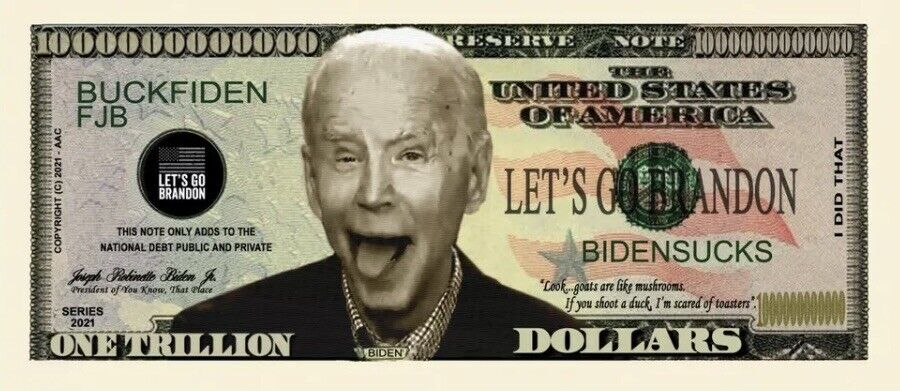 Let's Go Brandon Joe Biden Sucks FJB Pack of 5 Funny Money Novelty Dollars Без бренда - фотография #2