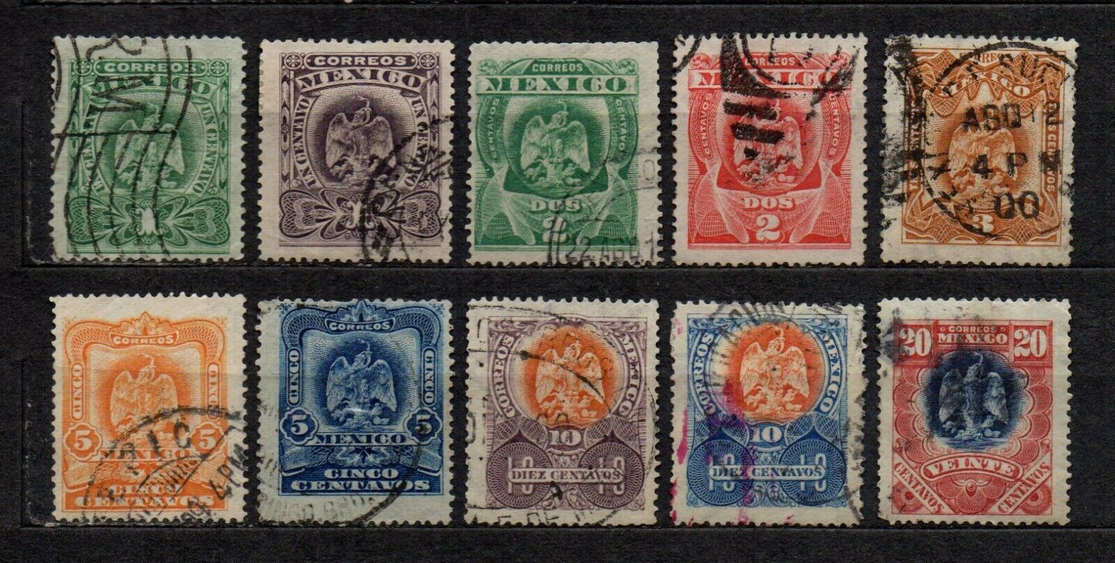 Mexico 1899 1903 lot of 10 stamps, used fair condition as seen, combine shipping Без бренда