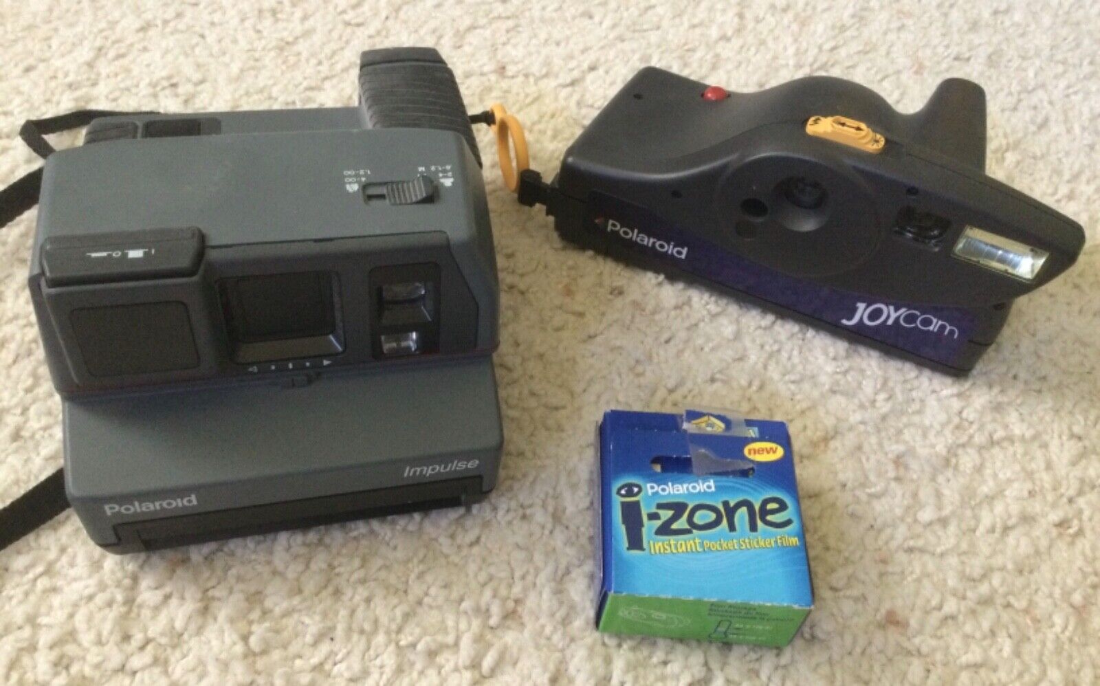 Polaroid Joycam & Impulse instant cameras (+ pack of i-zone film) black gray Polaroid