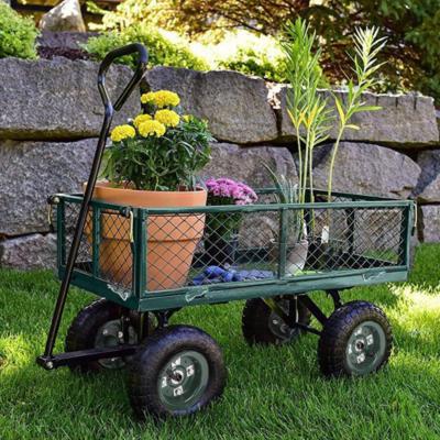 Garden Carts Yard Dump Wagon Cart Lawn Utility Cart Outdoor Steel Heavy Duty BestMassage HT87GREENFDW