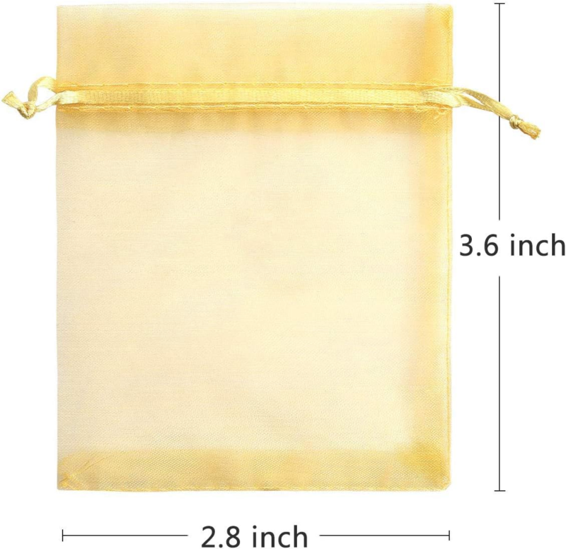 Golden Sheer Drawstring Organza Jewelry Pouches for Wedding Party Favors Does not apply - фотография #3