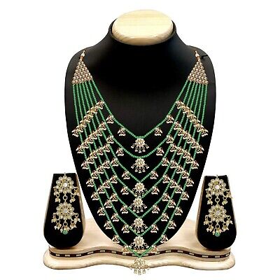Indian Ethnic Wedding Wear Necklace Set Green aheli AH-PF-37-28-26-25-24 - фотография #4