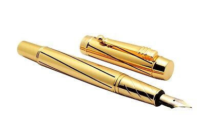 Set Of 5 - Dikawen 8037 Gold Designer Fountain Pen Medium Nib With Converter New Dikawen
