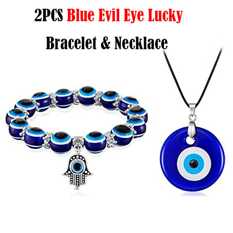 Turkish Blue Evil Eye Lucky Pendant Necklace Bracelet Charm Women Men Jewellery Rinhoo