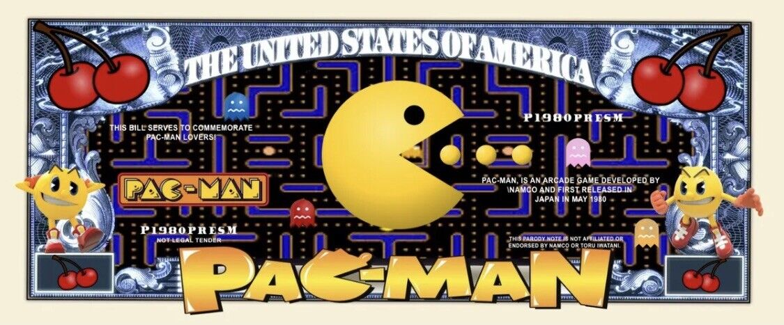 Pac-Man Game Collectible Pack of 25 Funny Money Novelty 1 Million Dollar Bills SEGA - фотография #2