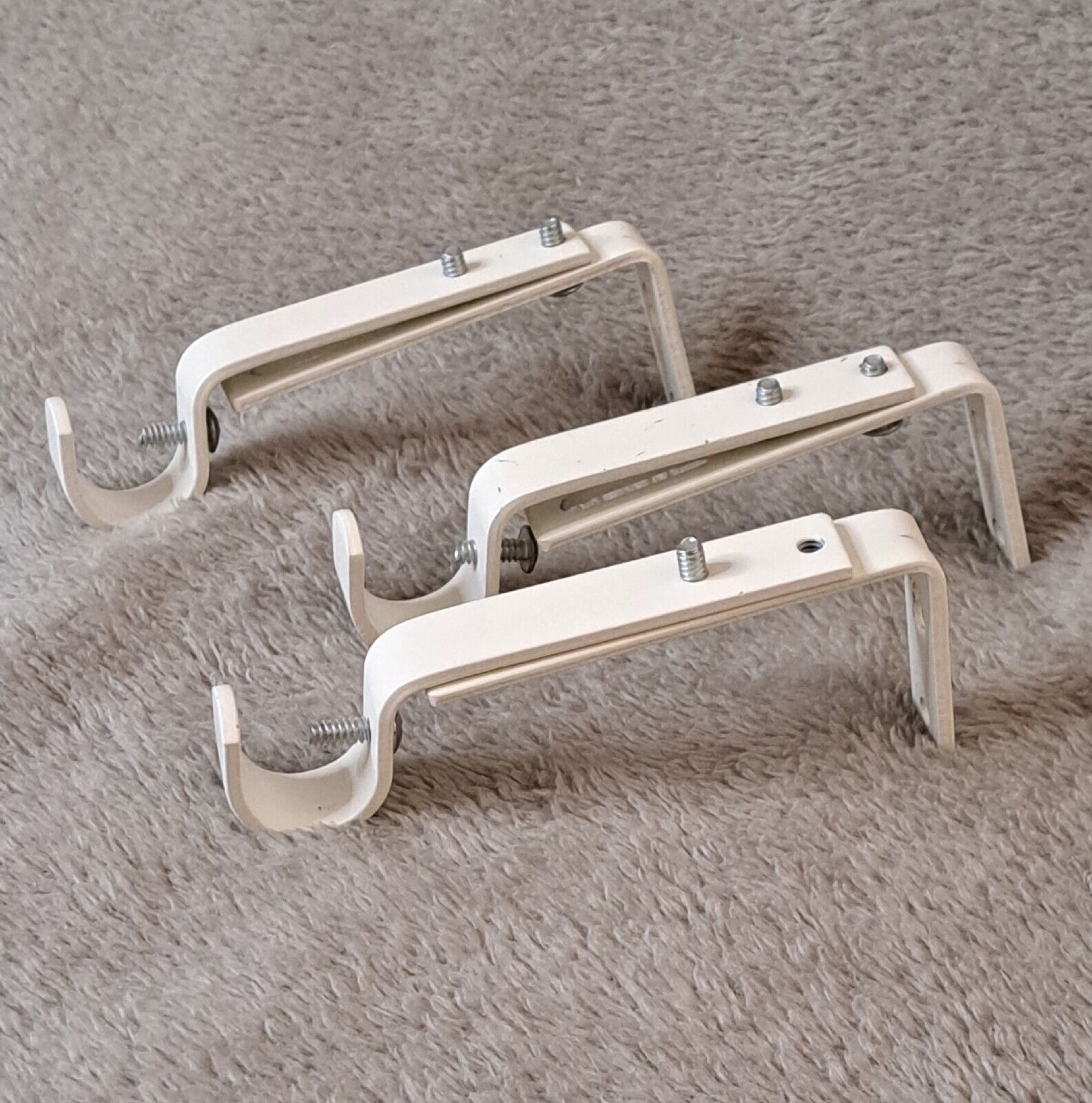 Set 3 Curtain Rod Holders Heavy Duty Adjustable Rod Bracket for 3/4" Rods White Unbranded Does not apply