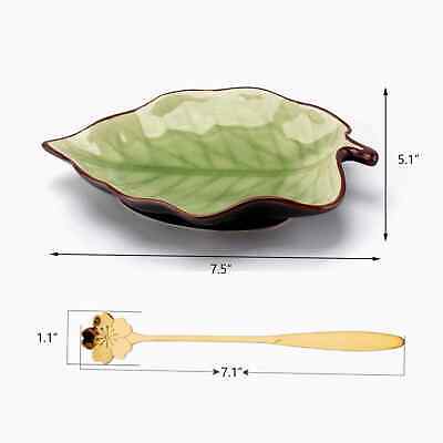 Ceramic Leaf Shaped Spoon Rest With Spoon No Brand - фотография #2