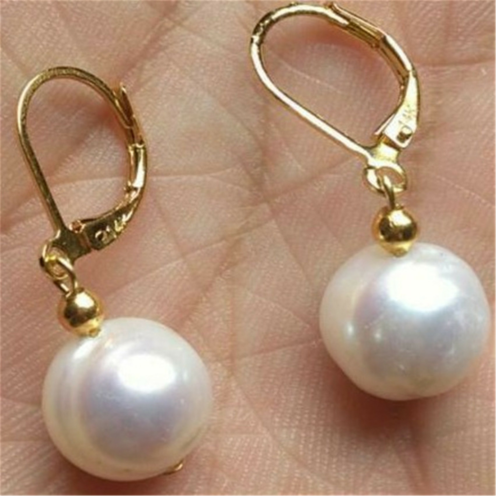 9-10MM SOUTH SEA WHITE PEARL DANGLE EARRING 14K GOLD Earbob Natural Accessories Unbranded 3 - фотография #3