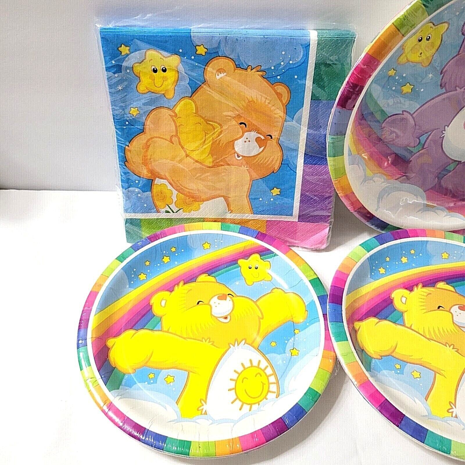 Care Bears Party Supplies Rainbow Colors 2 sz Plates Bags Cups Hats Napkins 2002 DesignWare / AMC Does Not Apply - фотография #3