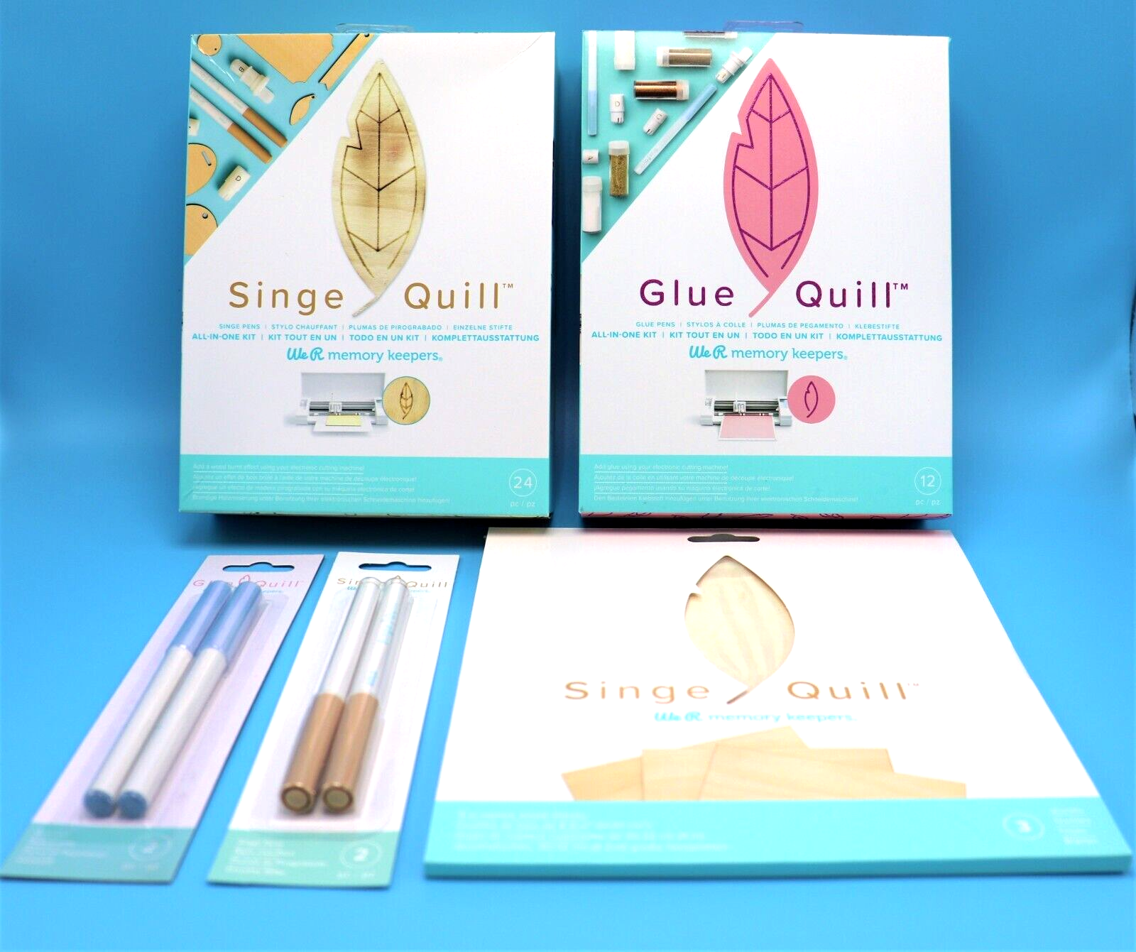 NEW We R Memory Keepers SINGE Quill + GLUE QUILL veneer sheets ~glue/singe pens We R Memory Keepers 661091