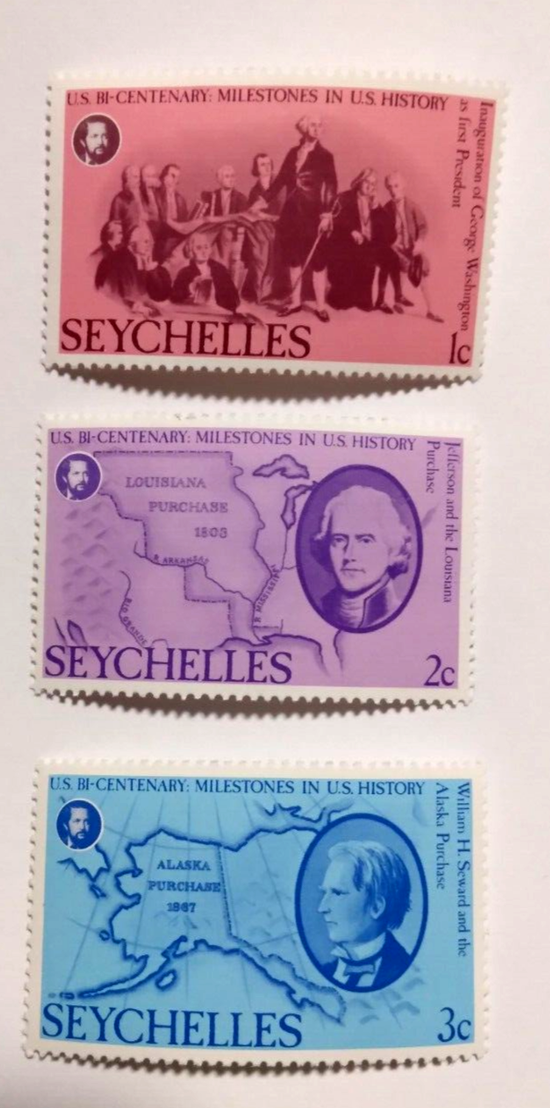 3 SEYCHELLES Stamps US BI- Centenary Milestones in US History Louisiana Purchase Без бренда - фотография #16