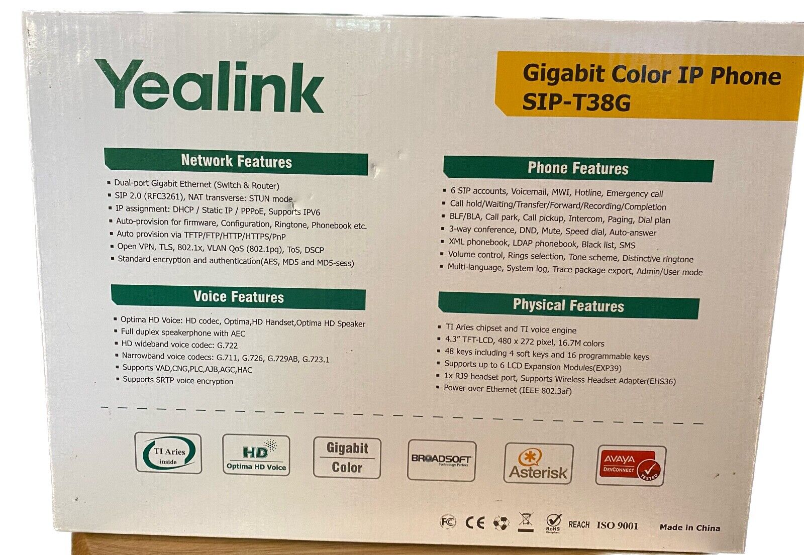 Yealink SIP-T38G Gigabit Color IP Phone - NEW Без бренда - фотография #3