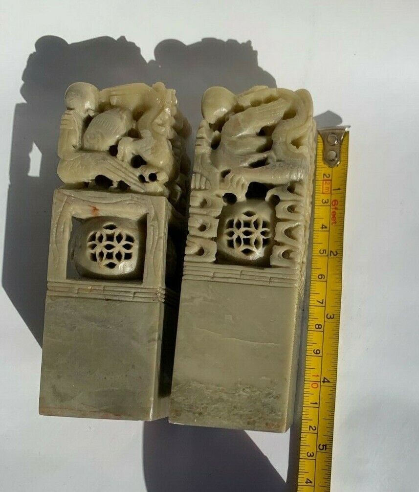 Two (2) CHINESE JADE HAND CARVED STONE NAME STAMPS - "MARTY" & "GIM" Без бренда - фотография #10
