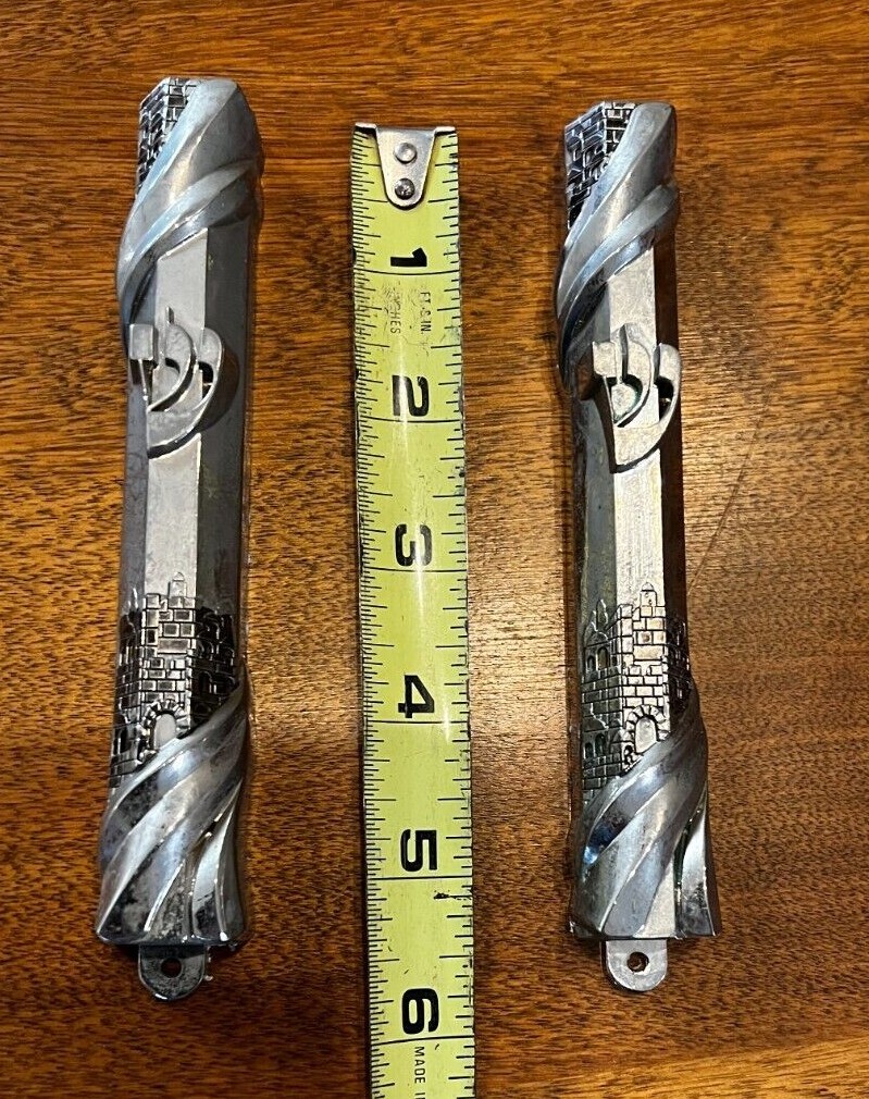 2 Large used Pewter Mezuzah case  WITH FREE SCROLL Без бренда - фотография #2