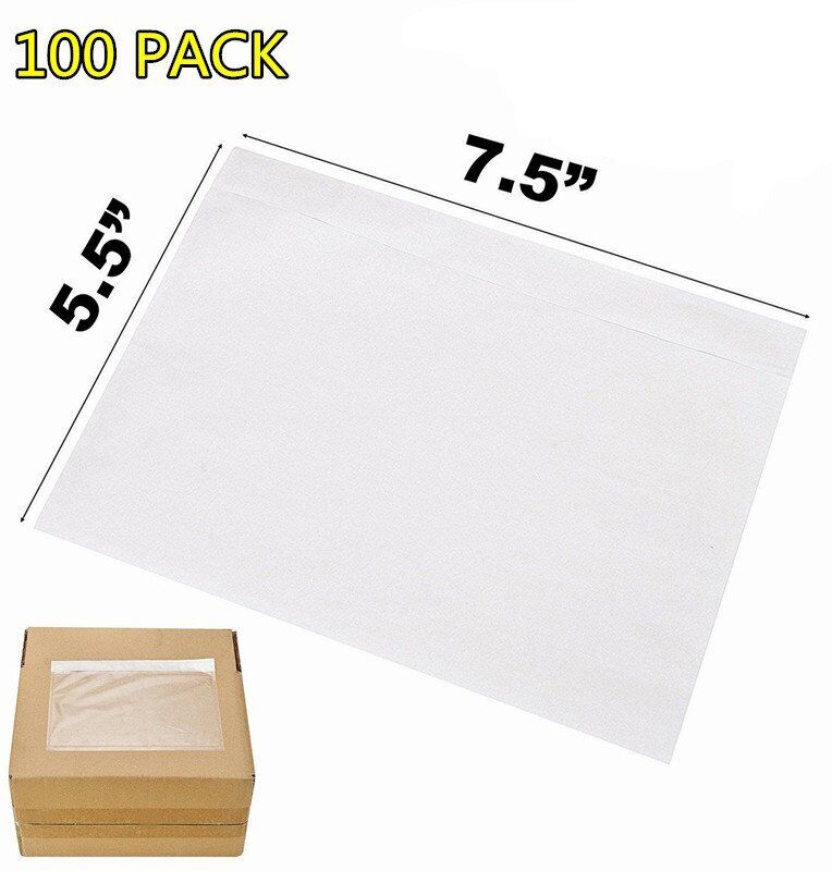 100x 7.5x5.5 Clear Packing Invoice List Pouches Shipping Label Envelope Adhesive MFLABELS Does not apply