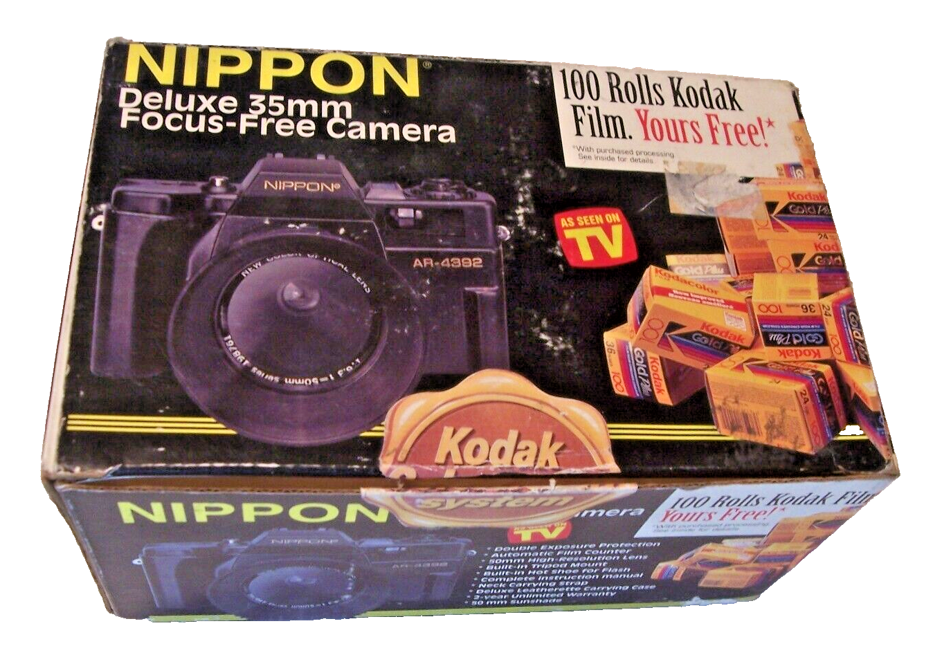 NEW Vintage Film 35mm Camera Nippon AR-4392F w/ Case, Strap, Sun Shade, Lens Cap Nippon ar 4392F