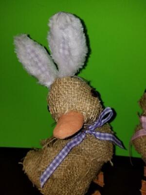 NEW SET OF 3 11" FOAM DUCKS WITH EASTER BUNNY EARS IN BURLAP TABLE DECORATIONS Без бренда - фотография #7