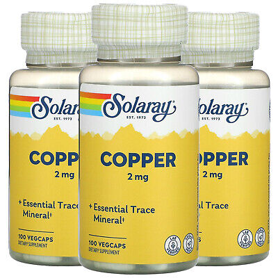 Solaray, (3 Pack) Copper, 2 mg, 100 VegCaps SOLARAY SOR45931-3