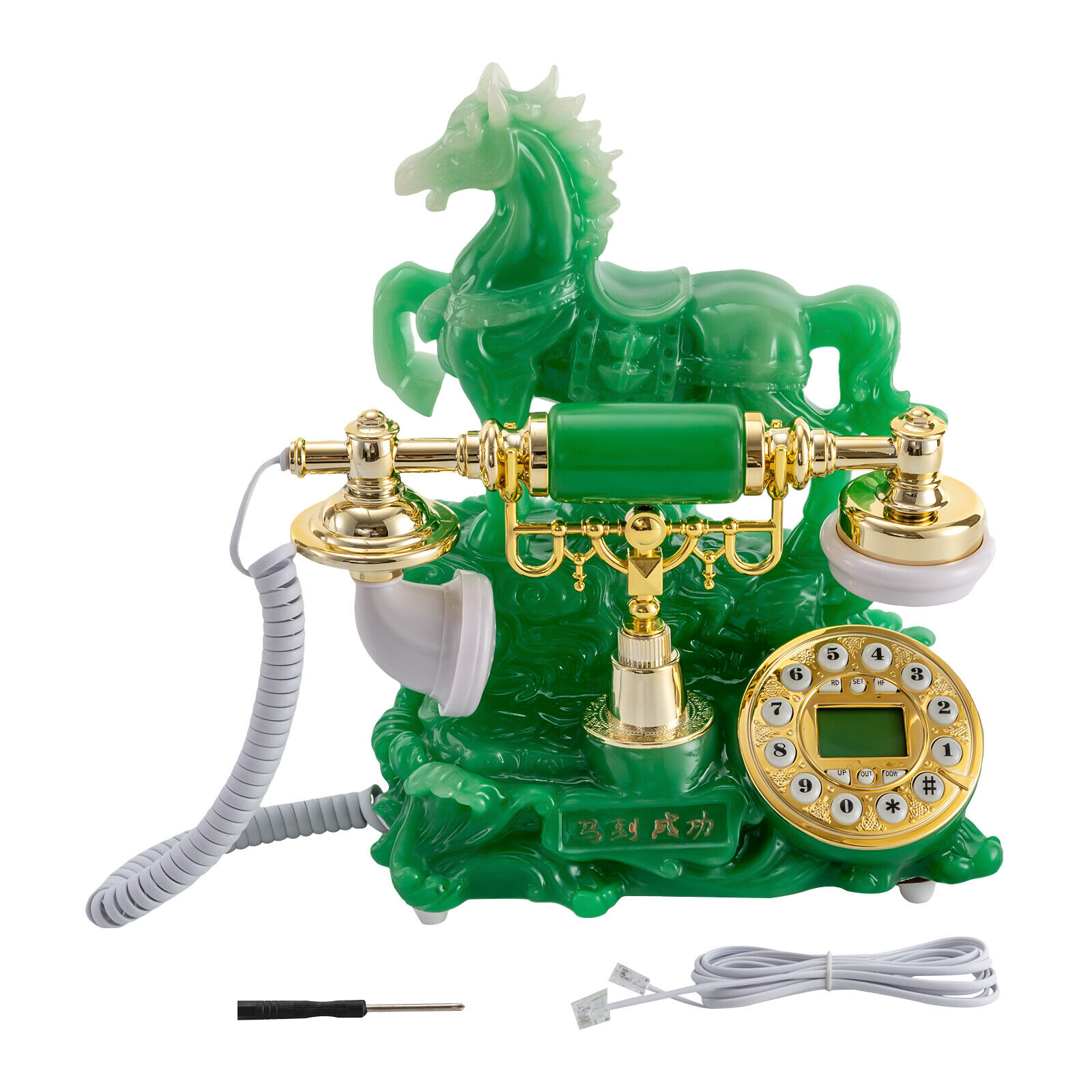 Retro Horse Design Telephone Dial Corded Phone Exquisite Workmanship Green Unbranded Does not apply - фотография #8