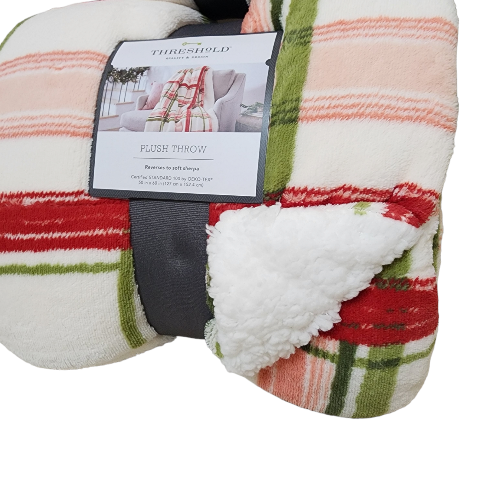 Plaid Plush Accent Blanket Throw Soft Reversible Sherpa 2 Pk - Threshold Threshold - фотография #2