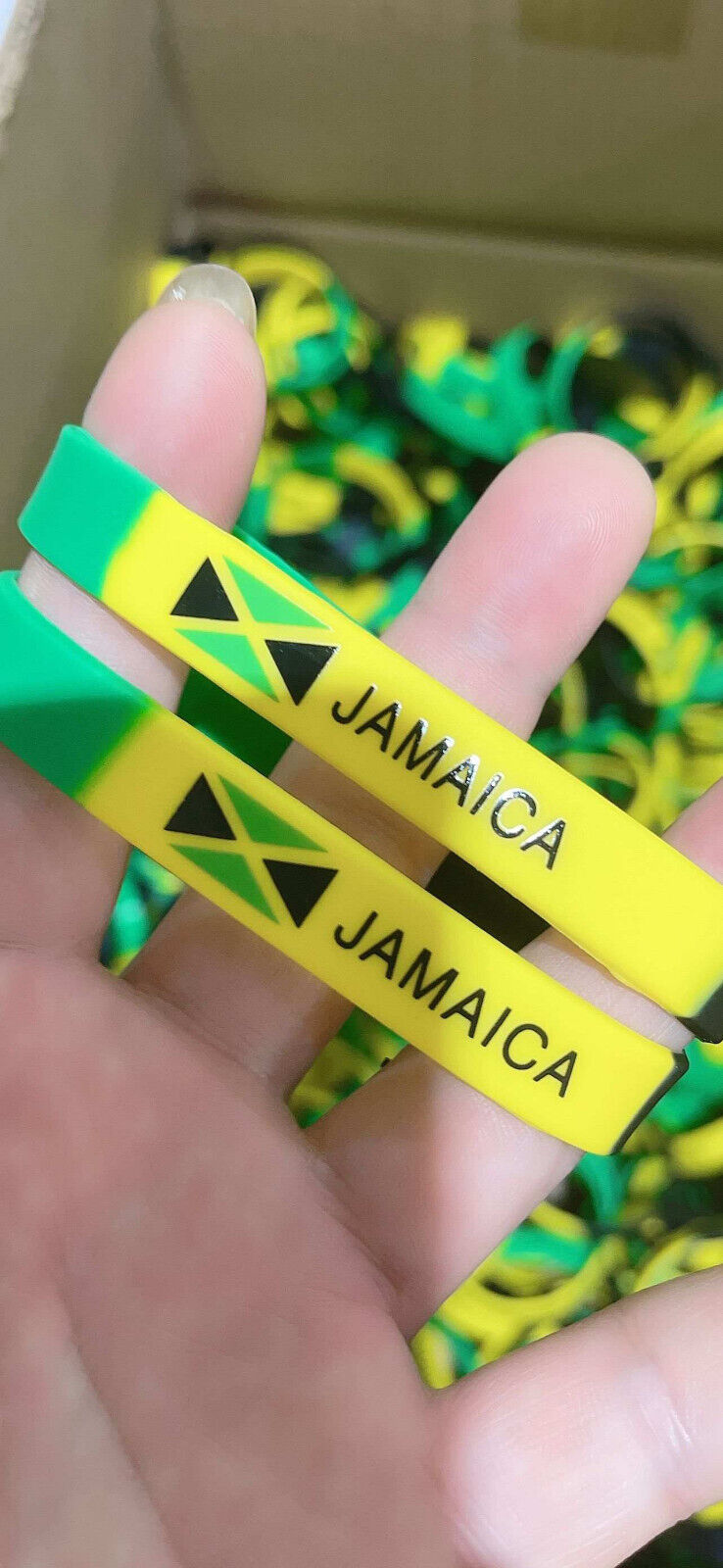 JAMAICA Country Flag Flexible Silicone Bracelet WristBand 5Pcs Honest Bread Clothing - фотография #2
