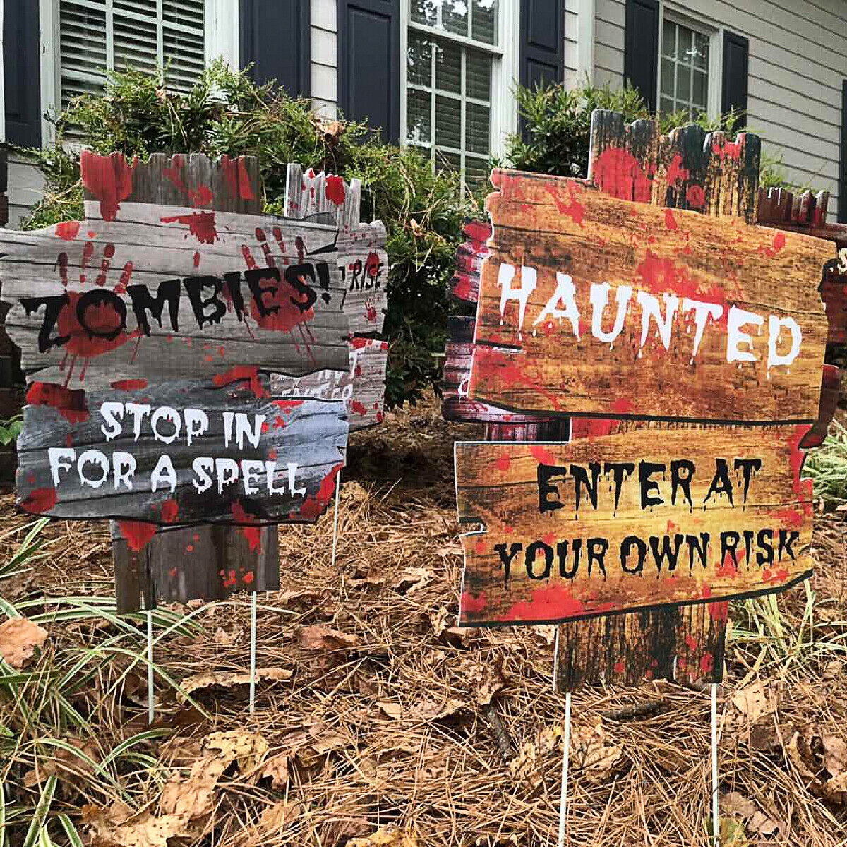 6PCS Halloween Yard Signs Stakes Props Outdoor Decor Scary Zombie Warning Signs Unbranded Does not apply - фотография #5