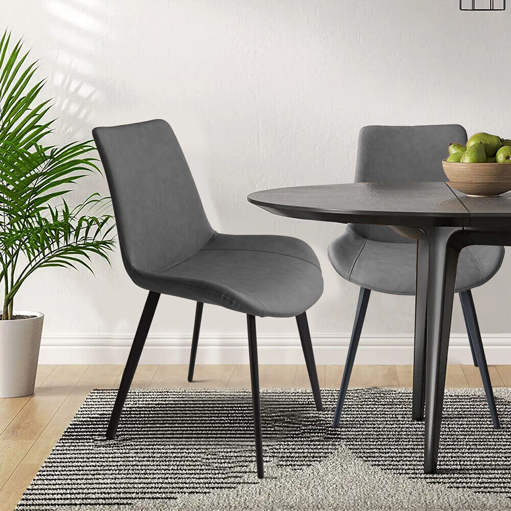 Set of 2 PU Leather Armless Gray Chairs Dining Kitchen Home Furniture Steel Legs JieXi JD8169GREY - фотография #2