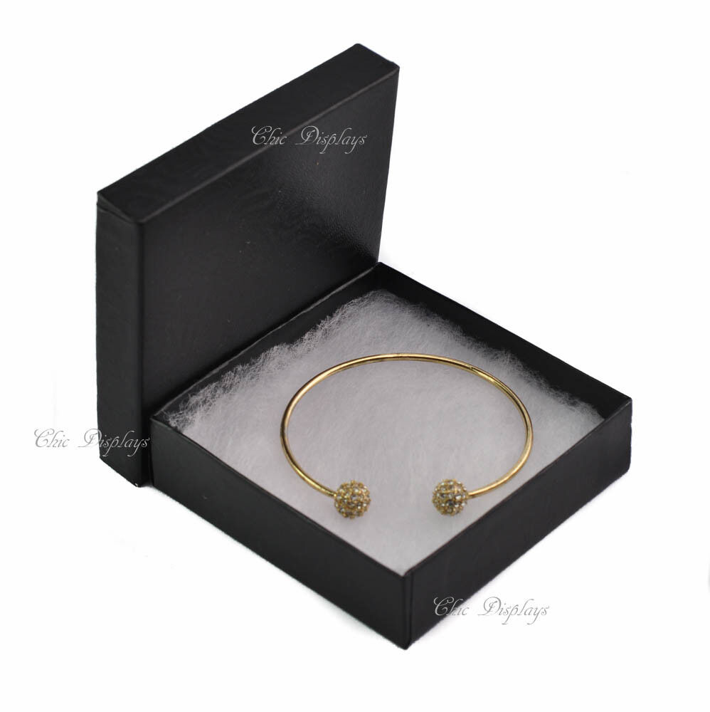 100pc Black Cotton Filled Jewelry Boxes Black Gift Boxes Bracelet Box +FREE Bows Unbranded - фотография #2