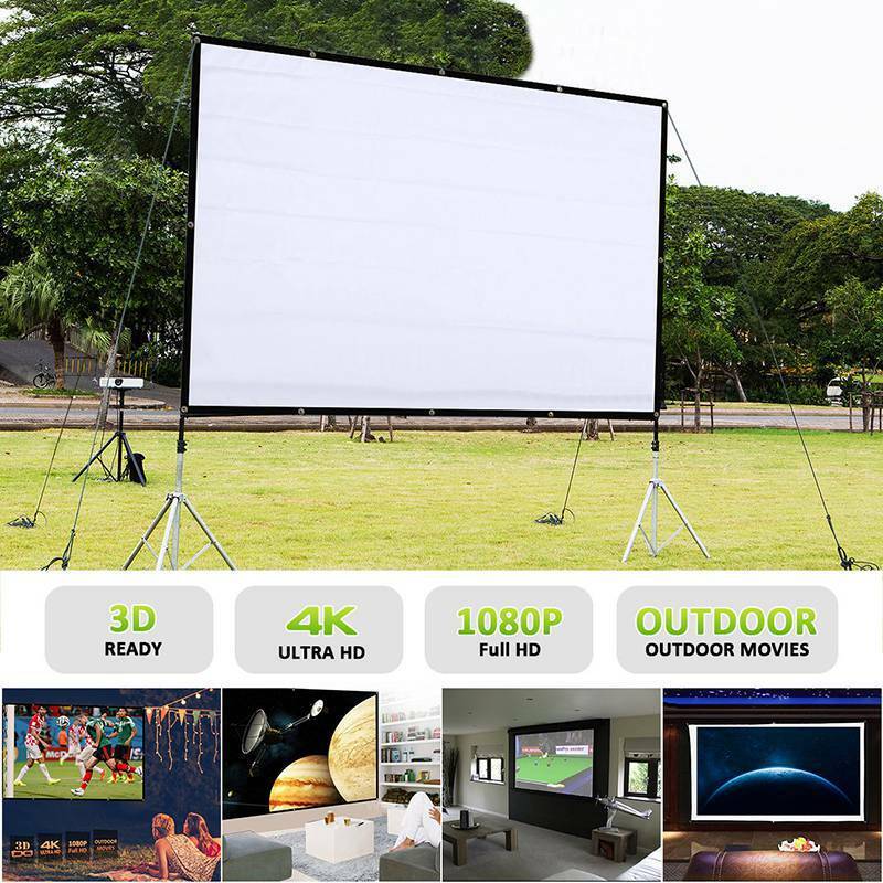 120" 16:9 Portable Foldable Projector Screen HD Home Theater Outdoor 3D Movie Unbranded Does not apply