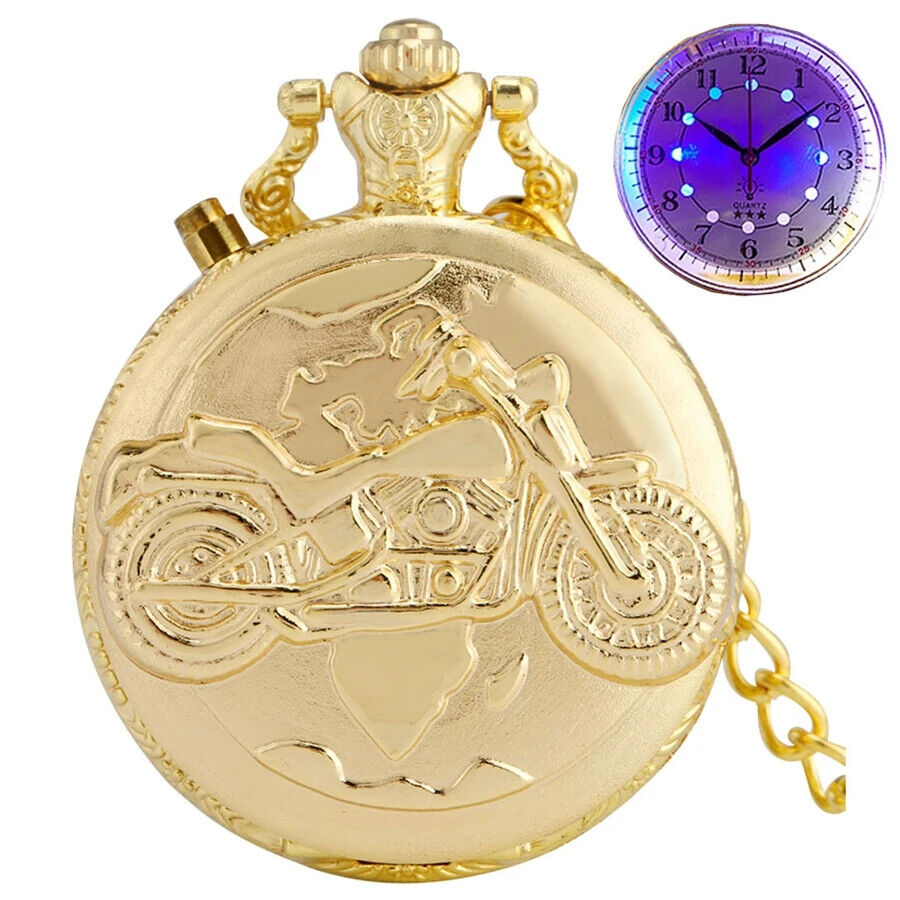 Men Vintage QUARTZ Pocket Watch Luminous Motorcycle Led flash Design Windup Unbranded Does Not Apply - фотография #6