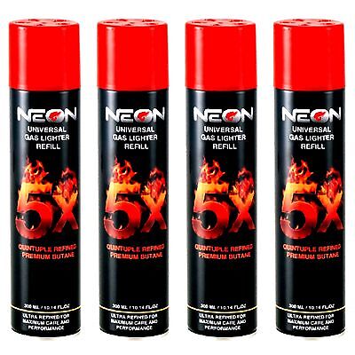 24 CANS NEON 5X Butane Gas 300mL 5 X Super Filtered Lighter Refill Power Fuel Neon Neon 5x Butane Gas