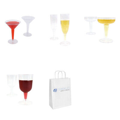 Clear Plastic Champagne Flute Martini Wine Glasses - Wedding Event Party Cups Sparkles Make It Special Plastic Glasses