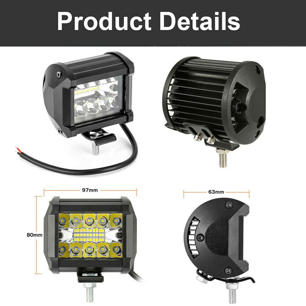 4PCS 4"Inch 12V 1200W LED Work Light Bar Flood Pods Driving Off-Road Tractor 4WD isincer Does Not Apply - фотография #14