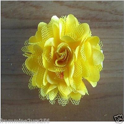 Lot of 14 Chiffon Flower Hair Clips Baby Toddler Girls Satin Chiffon Lace Clips Unbranded - фотография #5