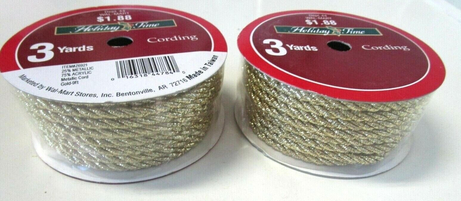 CRAFT CORDING..GOLD LOT OF 2....3 YARDS EACH Holiday Time Does Not Apply