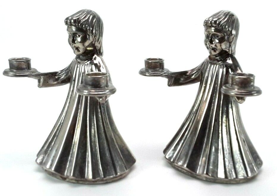 Vintage Choir Girl Mini Taper Candle Holders - Silver Tone -  Made in Italy Unbranded Candle Holders - фотография #3