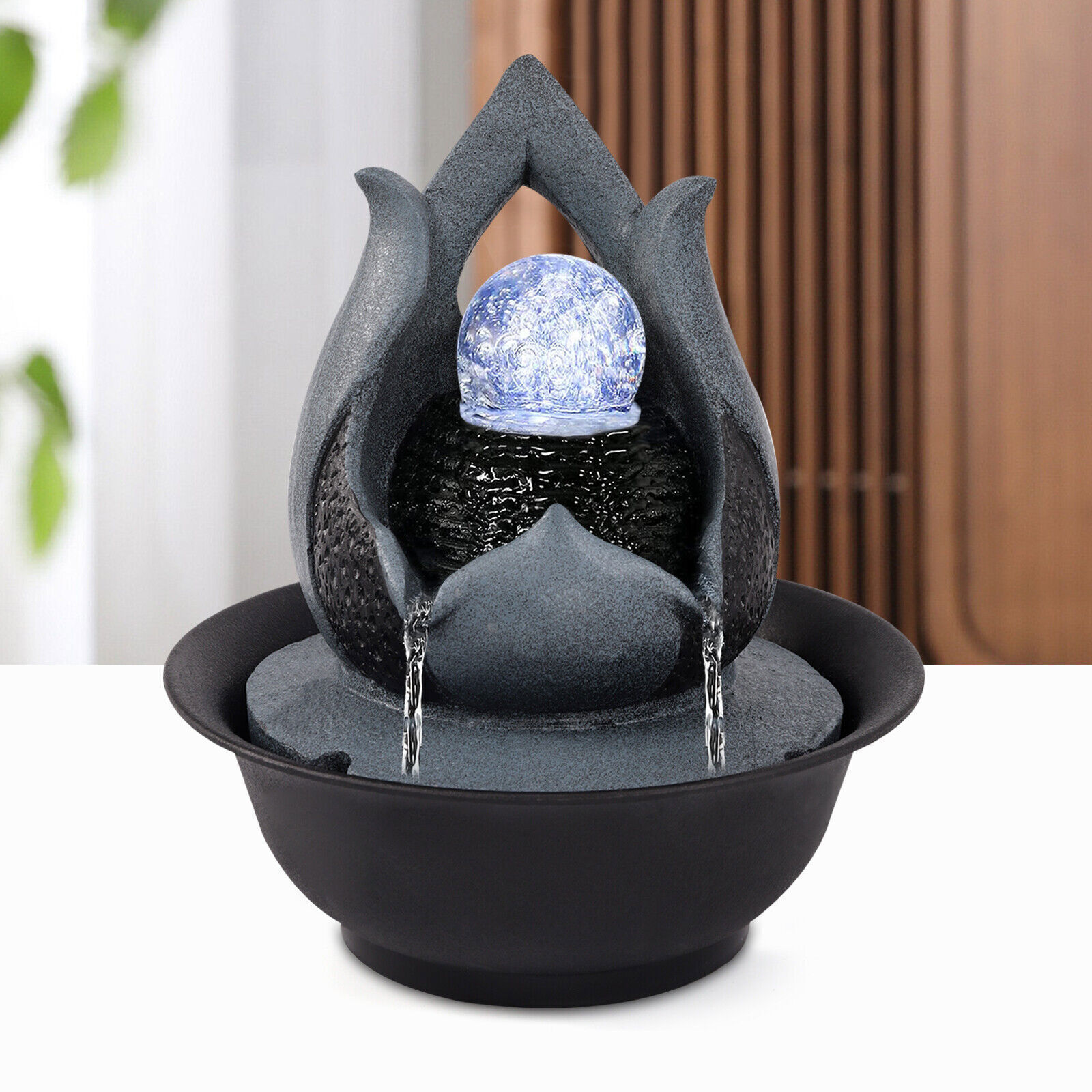 Tabletop Water Fountain Meditation Indoor Waterfall Fountain W/LED Rolling Ball Unbranded Does not apply