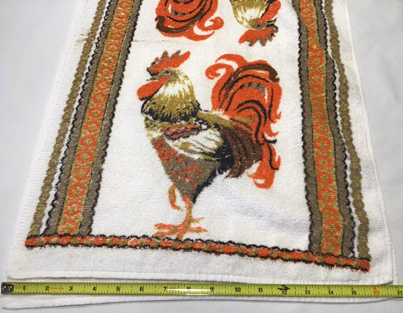 Vintage 1960s Lot Of 2 Royal Terry Rooster Terrycloth Towels Kitchen MCM 27x17 Royal Terry Of California - фотография #5