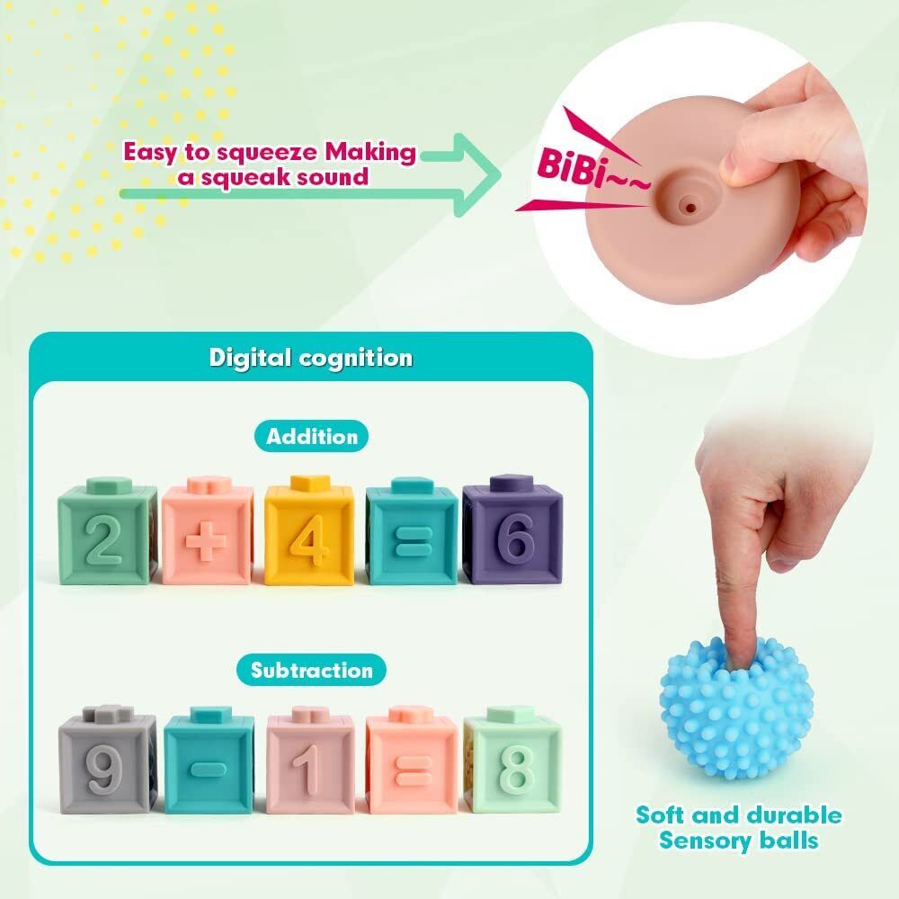 Soft Stacking Blocks for Baby Montessori Sensory Infant Bath Toys for Toddler Mini Tudou does not apply - фотография #7