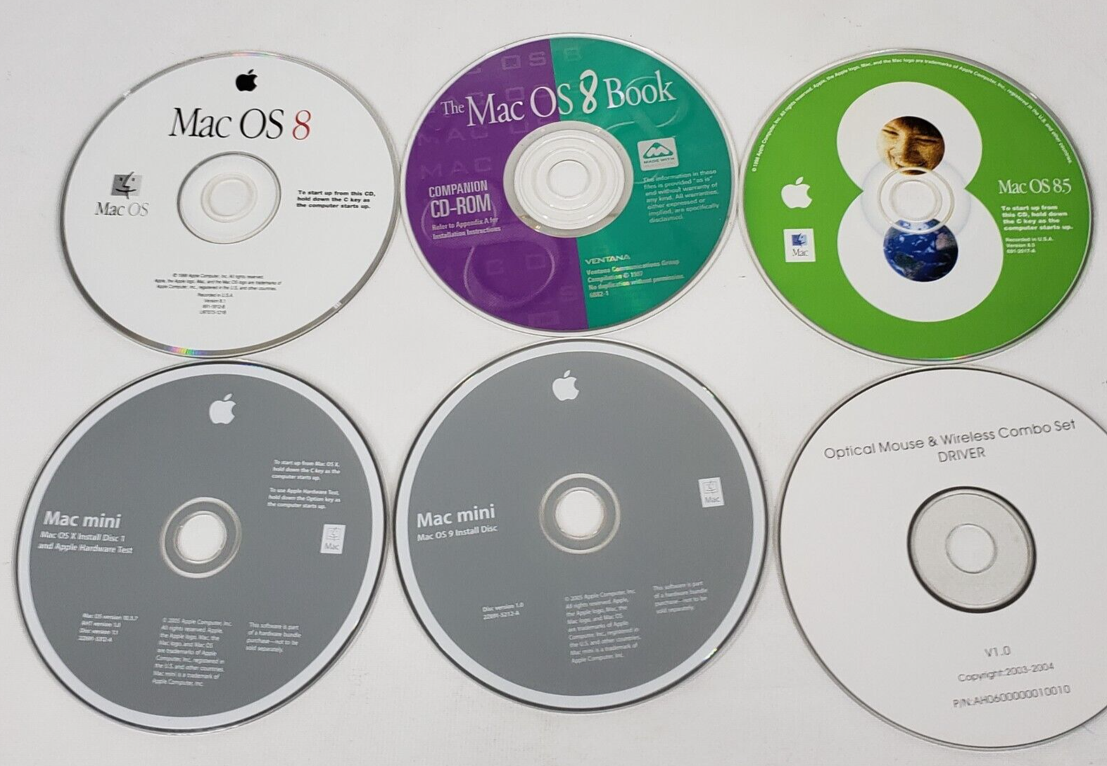Apple Mac OS 8, OS 8 Book, OS 8.5, Mac Mini OS 9 & X Install Discs. DISCS  ONLY Apple Apple Mac OS