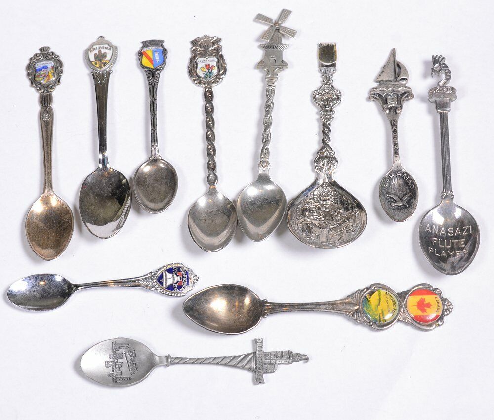 (11) Souvenir Spoons: Rudesheim ARIZONA Ettlinger KEUKENHOF Holland BAHAMAS  Без бренда